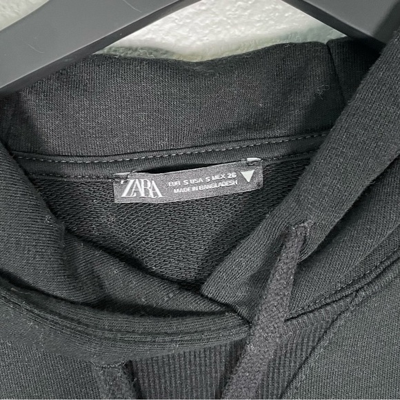 Zara Hooded Plush Dress in Black - Picture 7 of 8